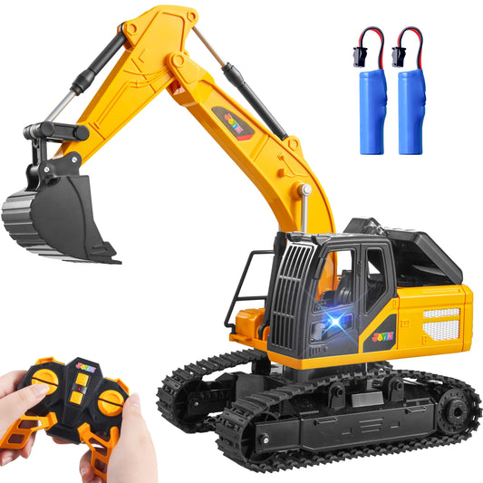 JOYIN 2.4GHz Remote Control Excavator Toy with Lights – RC Construction Vehicle for Boys Ages 3-12, Birthday & Christmas Gift