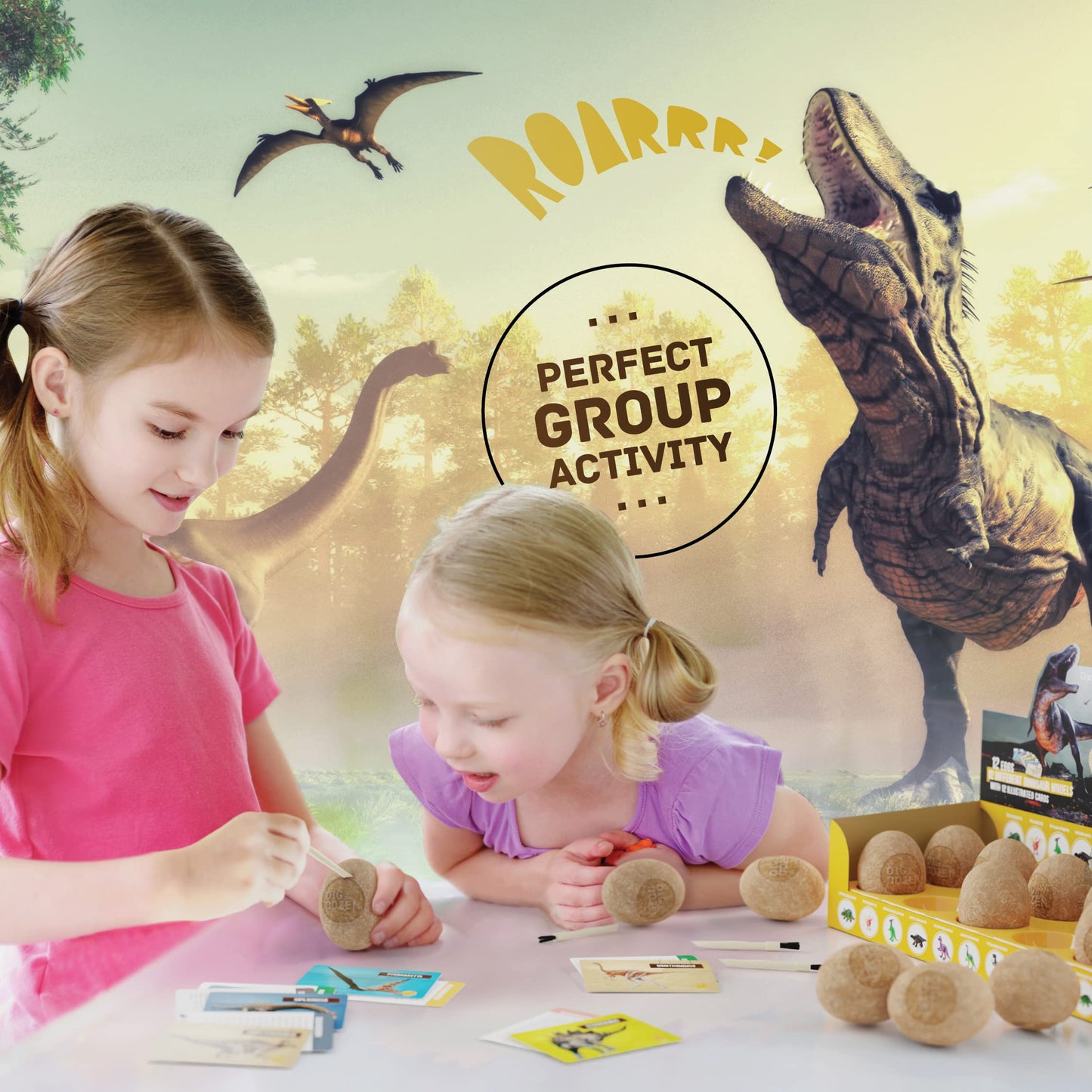 Dan&Darci Dig a Dozen Dino Egg Kit – 12 Surprise Dinosaur Eggs for Kids 3-12 | STEM Toy, Science Activity, Party & Gift for Boys & Girls