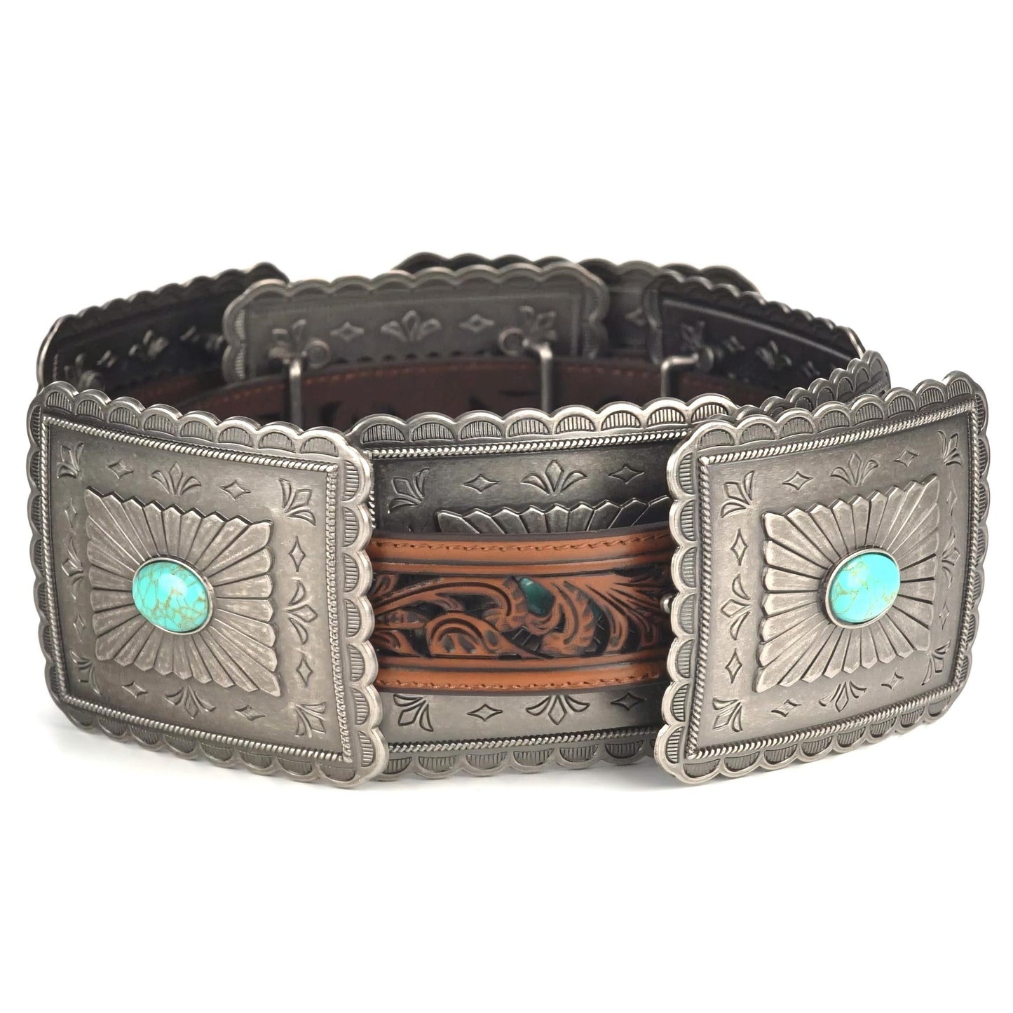 ARIAT Women's Turquoise Concho Western Belt, Tan, X-Large