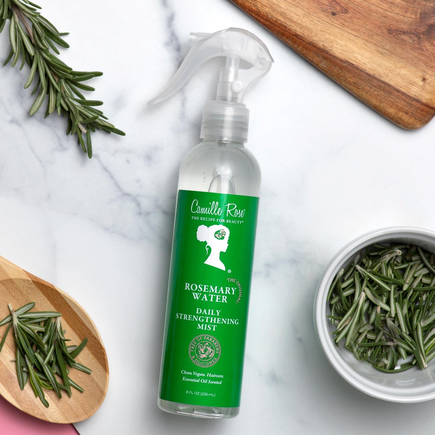 Camille Rose Rosemary Water Daily Strengthening Mist with Peppermint & Rosemary Oils | Boosts Growth & Strength for All Hair Types, 8 fl oz