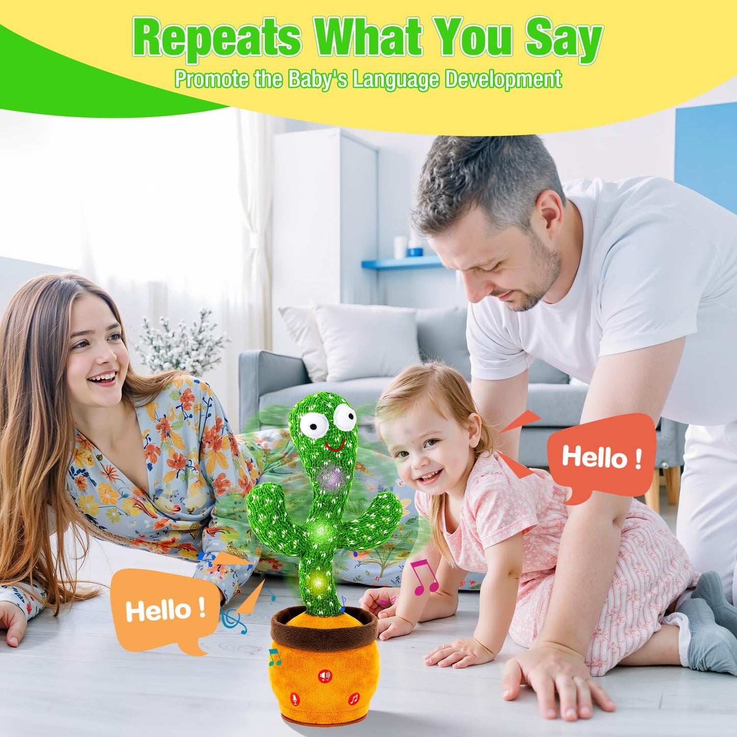 Ayeboovi Dancing Talking Cactus Toy, Mimicking & Recording, Volume Adjustable Baby & Toddler Toy with 120 Songs for Kids