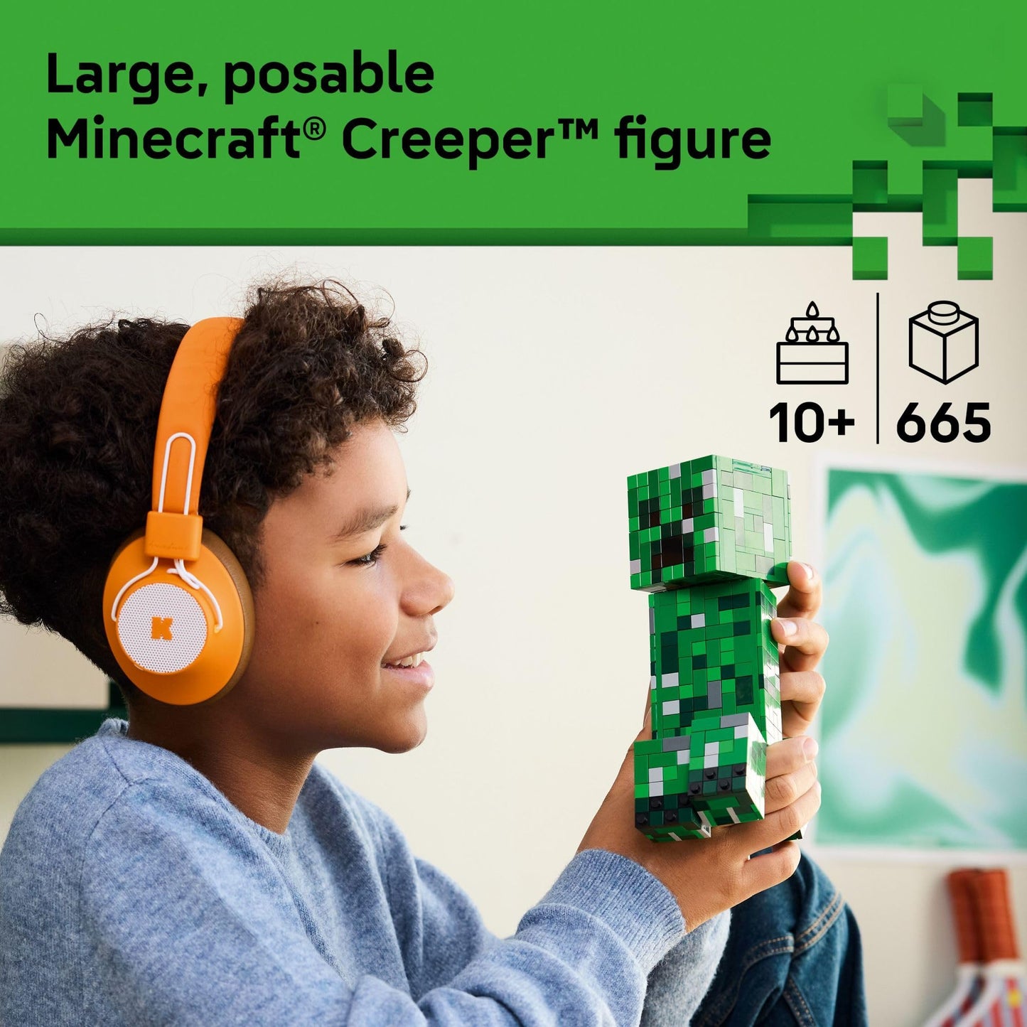 LEGO Minecraft The Creeper Building Set 21276 - Collectible Gamer Room Decor with Classic Minifigure, Fun Gift for Kids Ages 10+