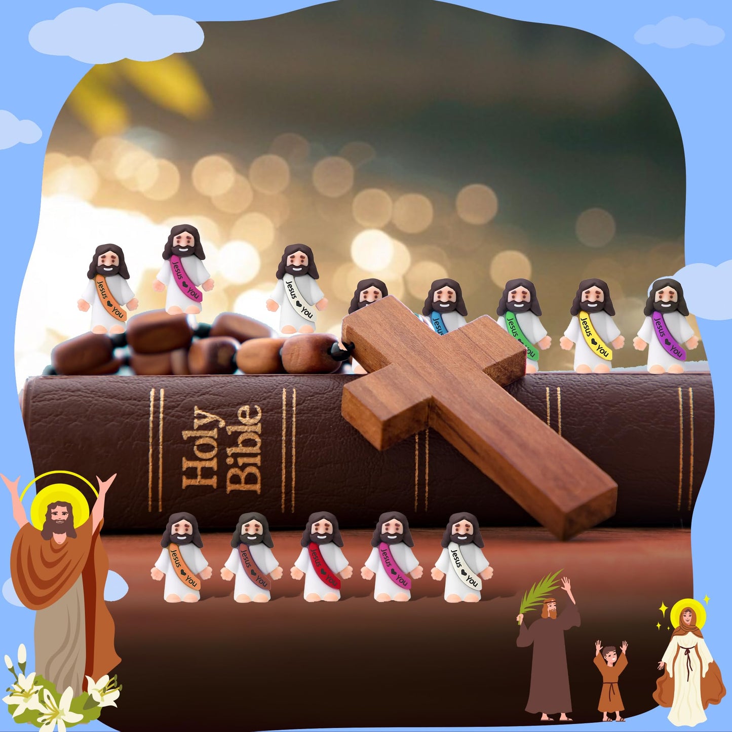 Ajabavbd 30 Pcs Little Jesus Figures, Action Figurines for Easter Egg Stuffers, Christian Gifts, Christmas & Hide-and-Seek Fun