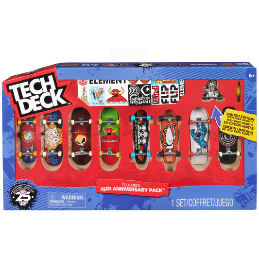 Tech Deck, 25th Anniversary 8-Pack Fingerboards with Exclusive Figure, Collectible and Customisable Mini Skateboards, Kids’ Toys for Ages 6 and up