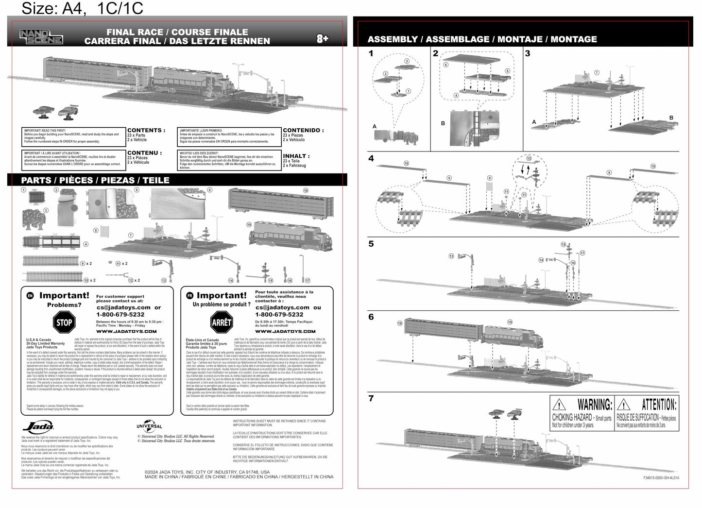Fast & Furious Final Race Train Nano Scene & 2 1.65" Die-Cast Cars, Toys for Kids and Adults