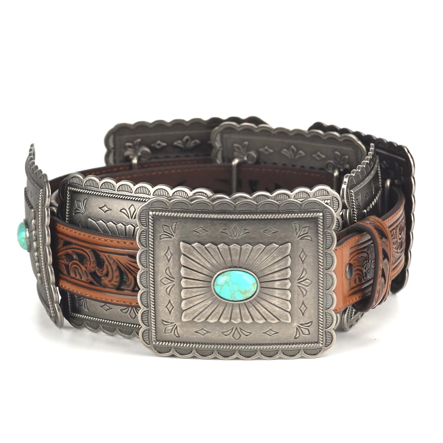 ARIAT Women's Turquoise Concho Western Belt, Tan, X-Large