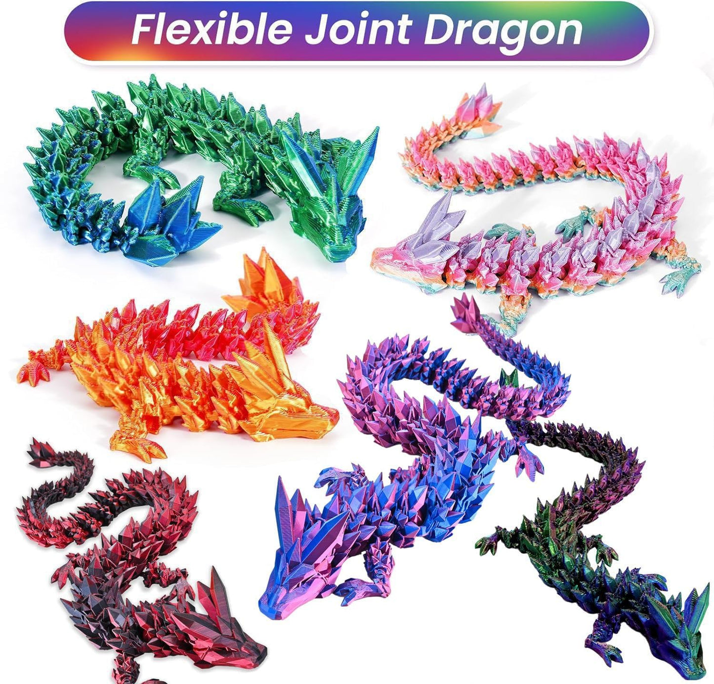 Rapean 6-Pack 3D Printed Dragon Eggs with Surprise Dragon Inside – Mini Easter Toys, Desk Decor, Fidget & Mystery Crystal Gifts