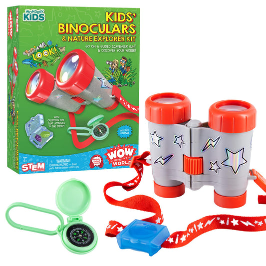 Wow in The World Kids’ Binoculars & Nature Explorer Kit – STEM Toy with Scavenger Hunt, Specimen Box, Audio Content & Bonus Tools, Ages 4+
