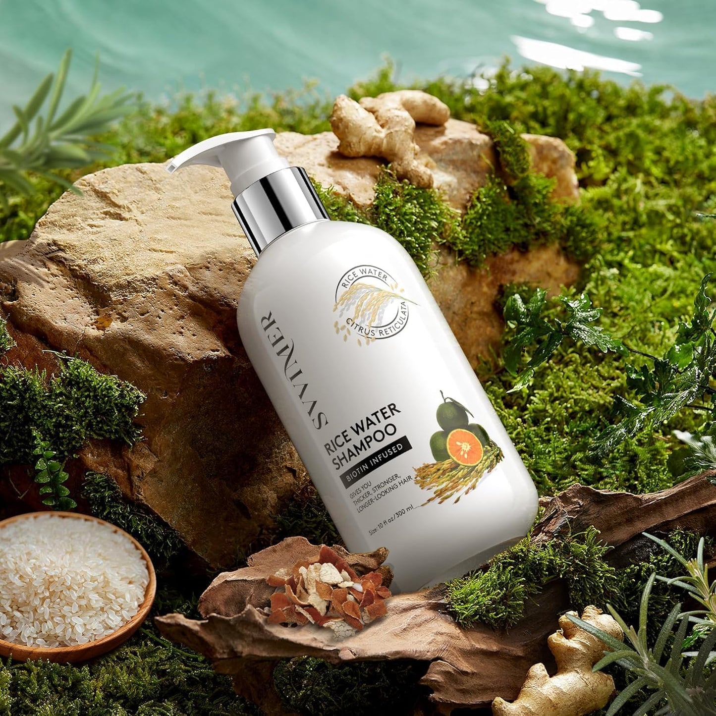 Svvimer Rice Water Hair Growth Shampoo - Biotin Thickening Shampoo for Hair Loss and Thinning - Sulfate Free for Women and Men 10 Fl Oz (Pack of 1)