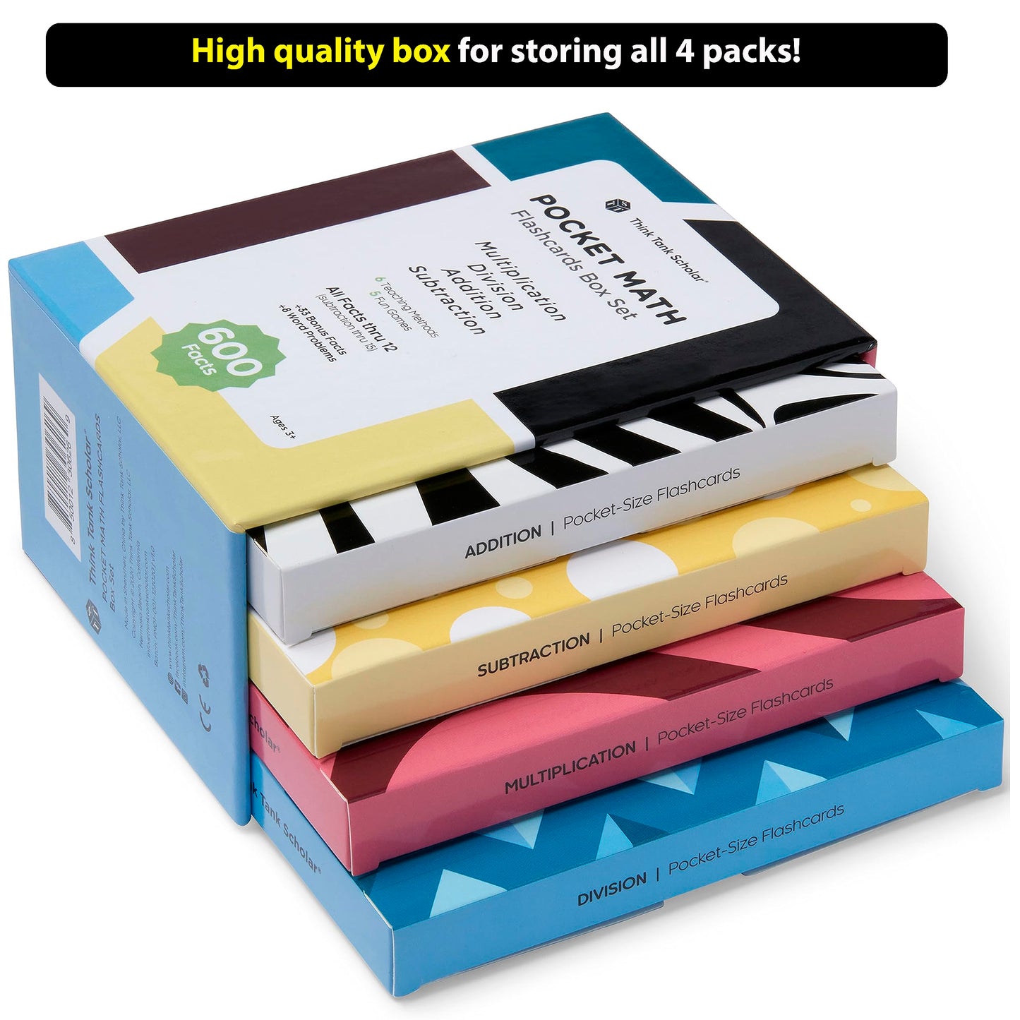 Math Flash Cards for Kids - 600 Facts: Addition, Subtraction, Multiplication & Division, 10 Games, Ages 5-10, Grades 1-6, Teacher-Approved