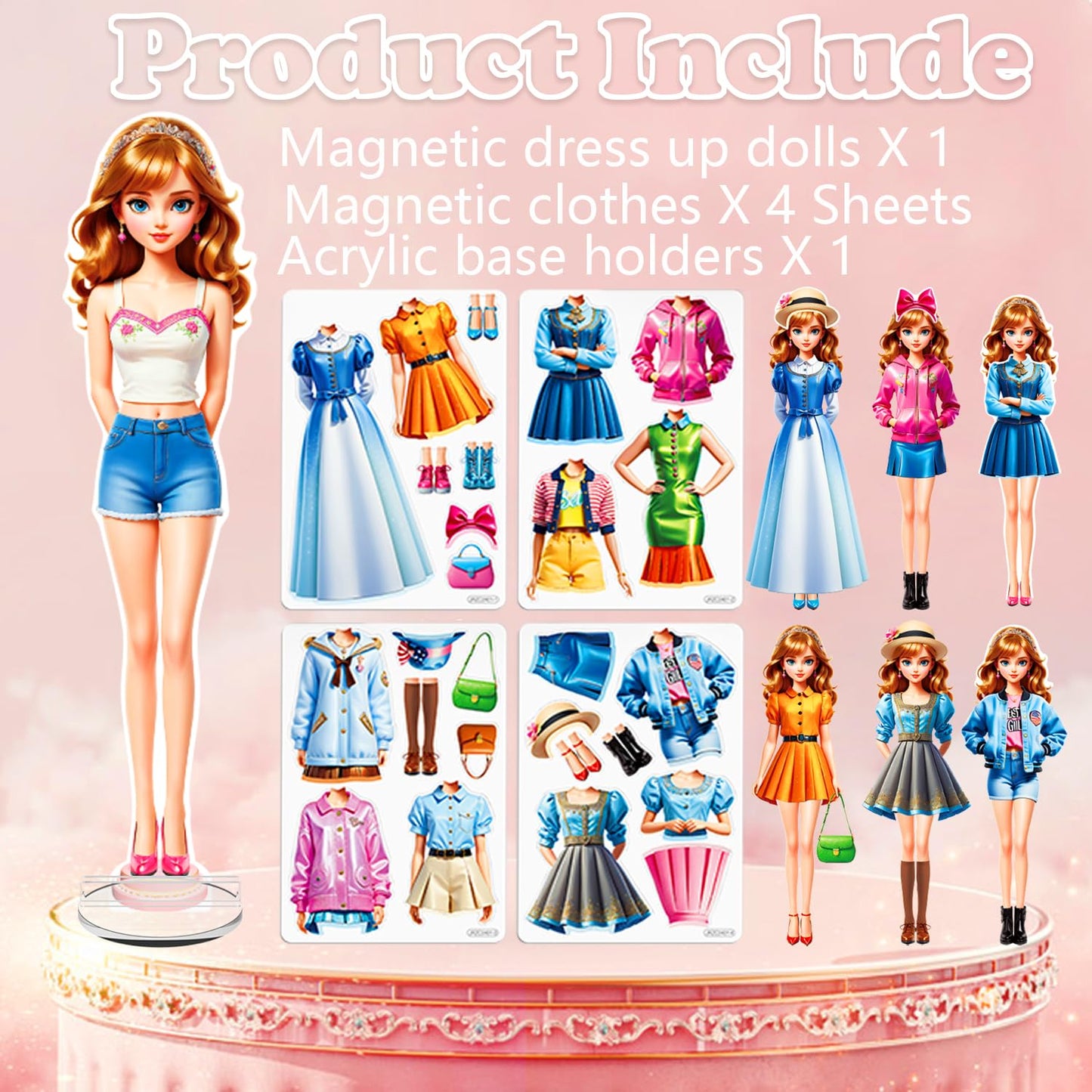 Magnetic Dress-Up Princess Dolls for Girls – Travel-Friendly Magnet Paper Dolls, Creative Learning & Imaginative Play, Birthday Gift