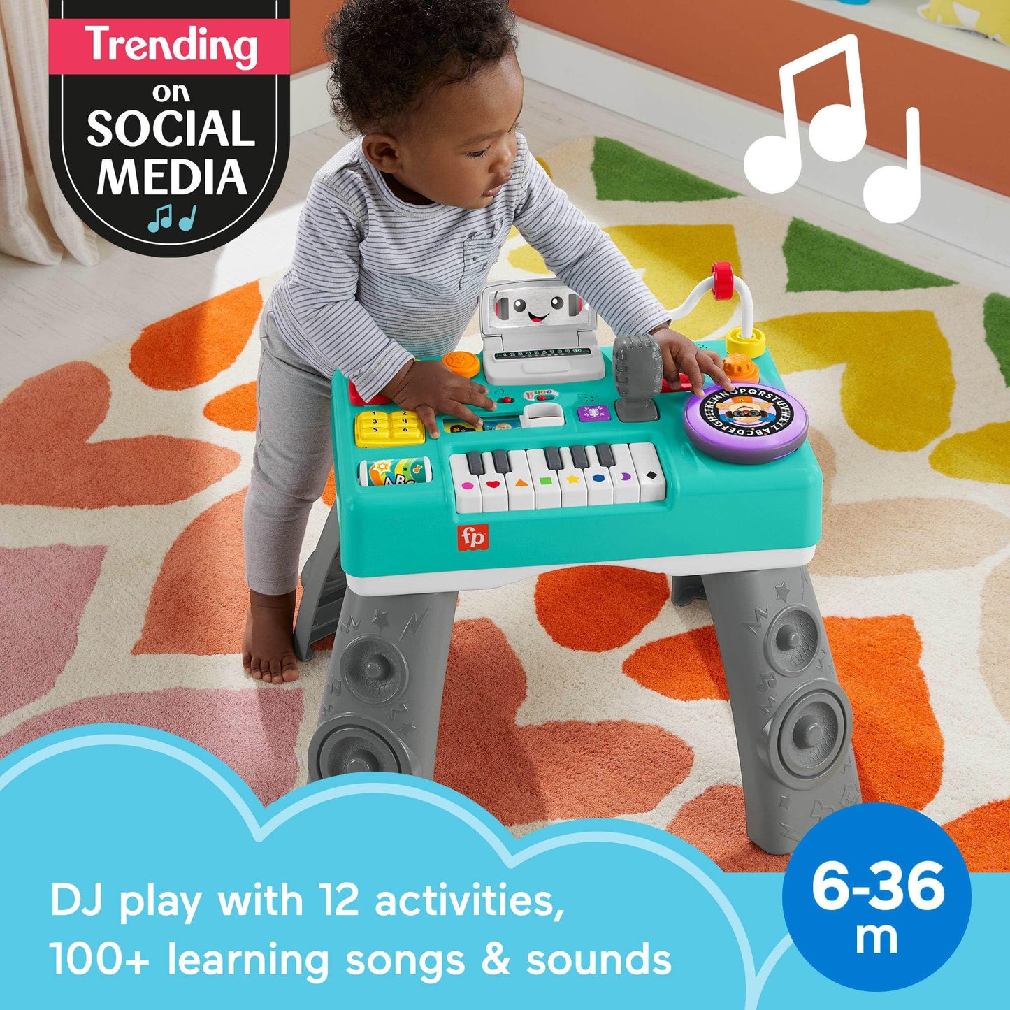 Fisher-Price Baby & Toddler Toy Laugh & Learn DJ Table with Educational Musical Activities for Developmental Play Infants Ages 6+ Months