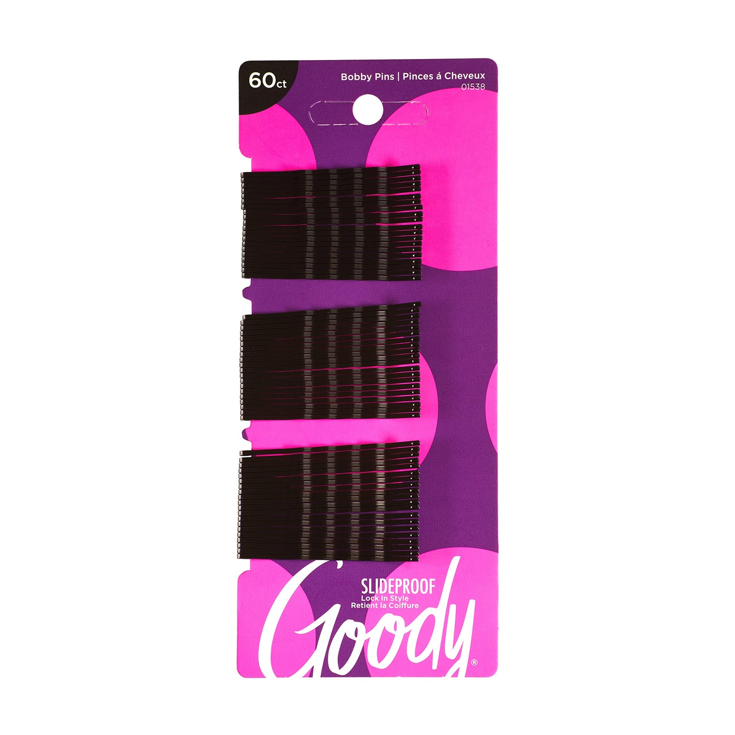 Goody SlideProof Bobby Pins, Black, 60-count (1942233)