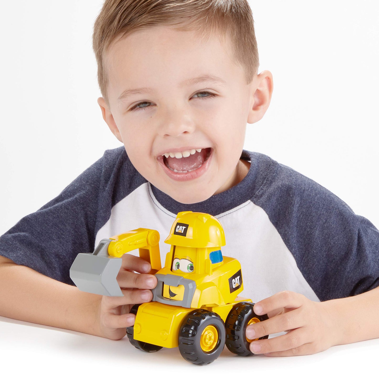 CAT Construction Toys, Junior Crew Construction Pals Excavator EduCATional Preschool Vehicle with Kid Vroom Sounds and Animated Face. for Ages 2+