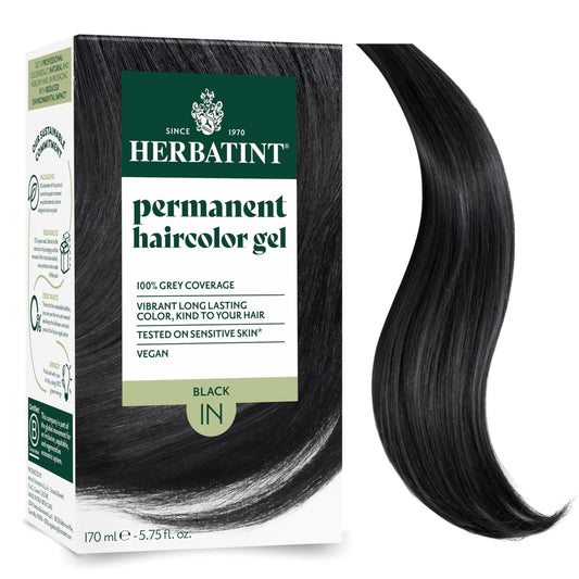 Herbatint Permanent Hair Color Gel 1N Black – 100% Gray Coverage – Ammonia & Alcohol Free, Vegan Hair Dye for Women, Salon-Quality, 5.75 fl oz