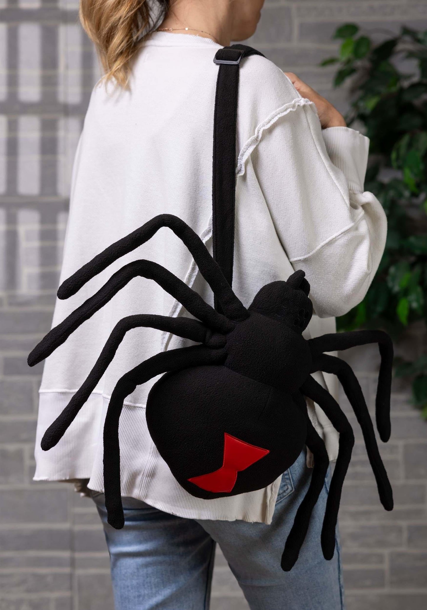 elope Black Widow Costume Companion Pursetuffed Velour Spider with Adjustable Strap - Standard