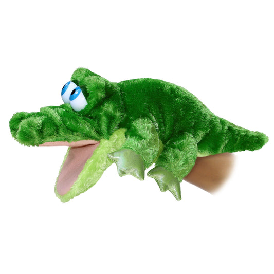 Aurora® Interactive Hand Puppet Grator™ Stuffed Animal - Storytelling Adventures - Playful Learning - Green 13.5 Inches