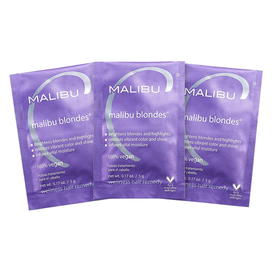 Malibu C Blondes Wellness Remedy (3 Packets) – Removes Brassiness & Discoloration from Blonde, Highlighted, or Bleached Hair, Restores Shine & Vibrance