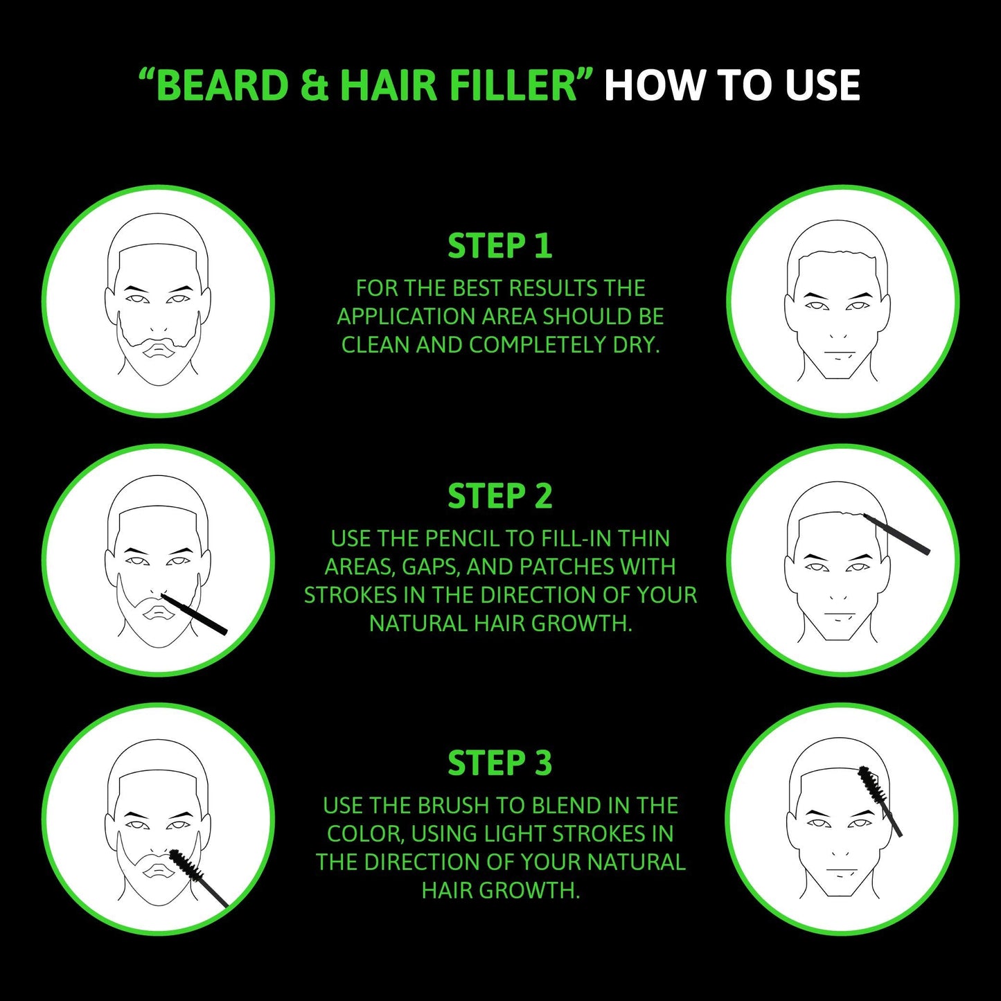 BEST Beard & Hair Filler Pen with Brush – Instantly Fill Thin Spots & Patches for Perfect Beard & Hairline – Waterproof, Vegan, Vitamin E Formula