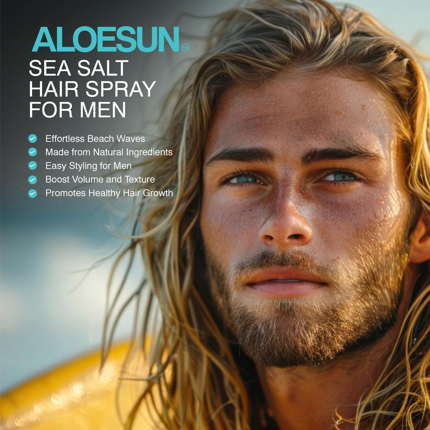 ALOESUN Organic Sea Salt Hair Spray | Texturizing & Volumizing Spray with Aloe Vera & Lavender | For Wavy, Curly & Fine Hair | Travel Size
