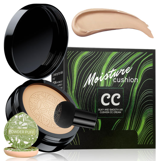 Mushroom Head Air Cushion CC Cream - Moisturizing BB Foundation, Concealer, Waterproof, Long-Lasting, Even Skin Tone, Natural, 1 Pack
