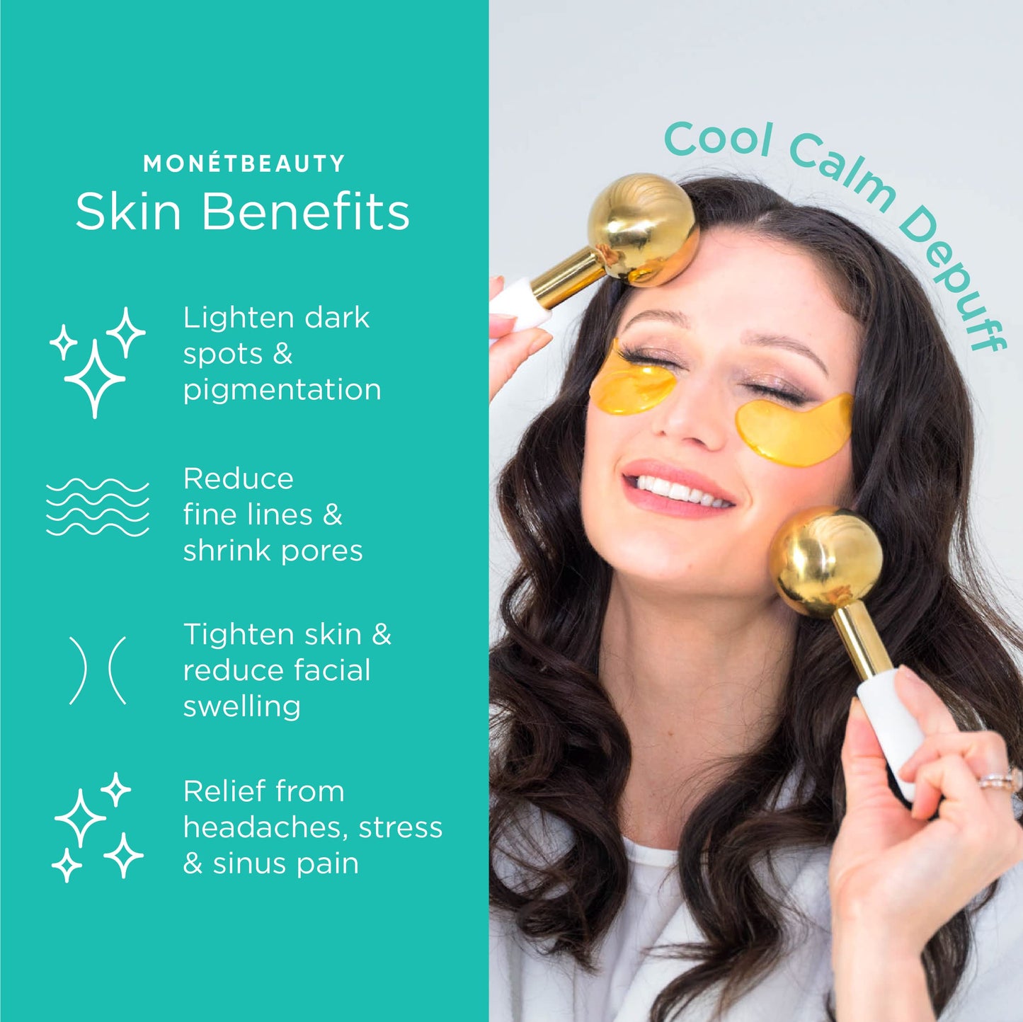 MonétBeauty Gold Stainless Steel Ice Globes – Face & Cryo Massager for Puffiness, Pore Tightening, Sinus Relief & Daily Facial Care