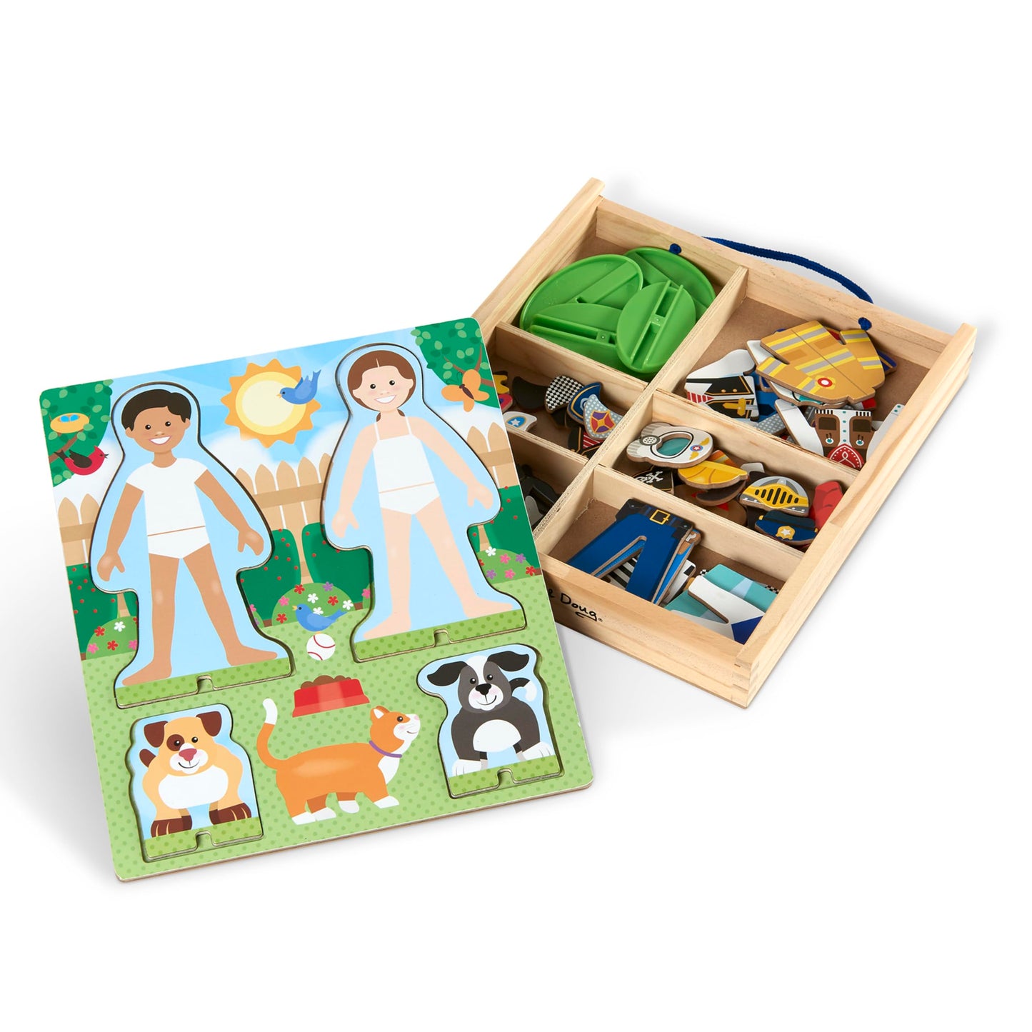 Melissa & Doug Occupations Magnetic Dress-Up Wooden Dolls Pretend Play Set (82 pcs) Pretend Play & Preschool Toys for Kids Ages 3+
