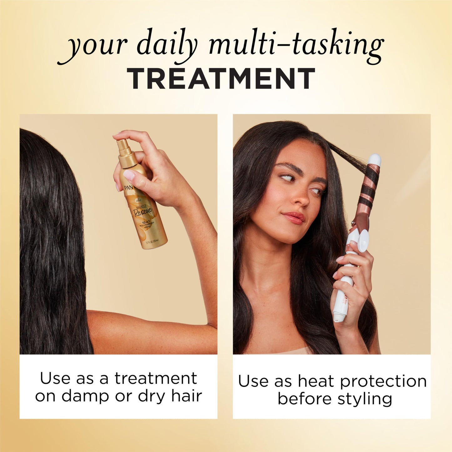 Pantene Miracle Rescue 10-in-1 Multitasking Spray – Heat Protectant, Detangler & Leave-In Conditioner with Keratin & Pro-Vitamin B5, 5.7 Oz