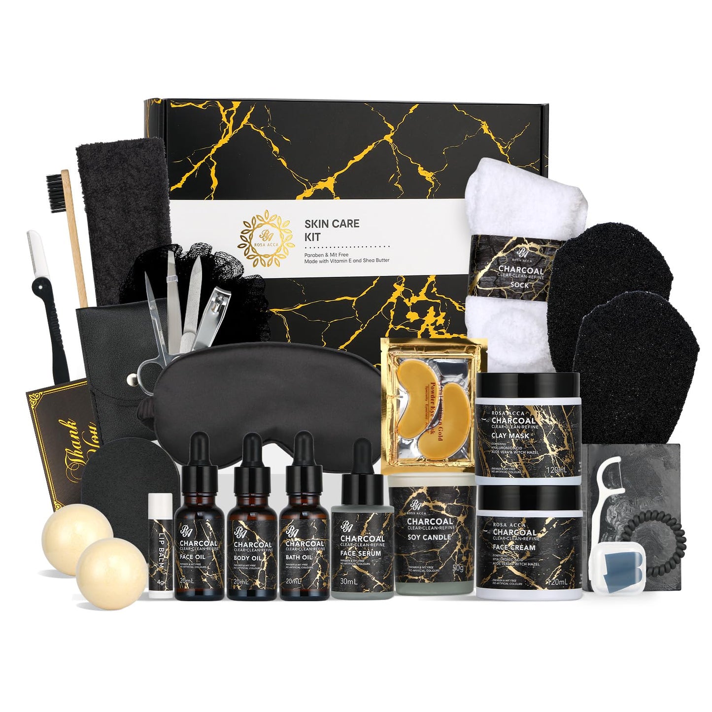 28-Piece Skin Care & Body Set for Women & Men – Face Cream, Bath Oil, Candle, Hyaluronic Serum, Perfect Birthday & Christmas Gift