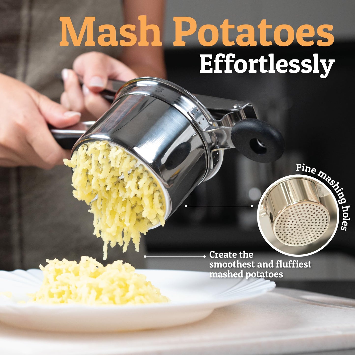 PriorityChef 15oz Potato Ricer – Heavy-Duty Stainless Steel Masher & Press for Perfect Mashed Potatoes Every Time