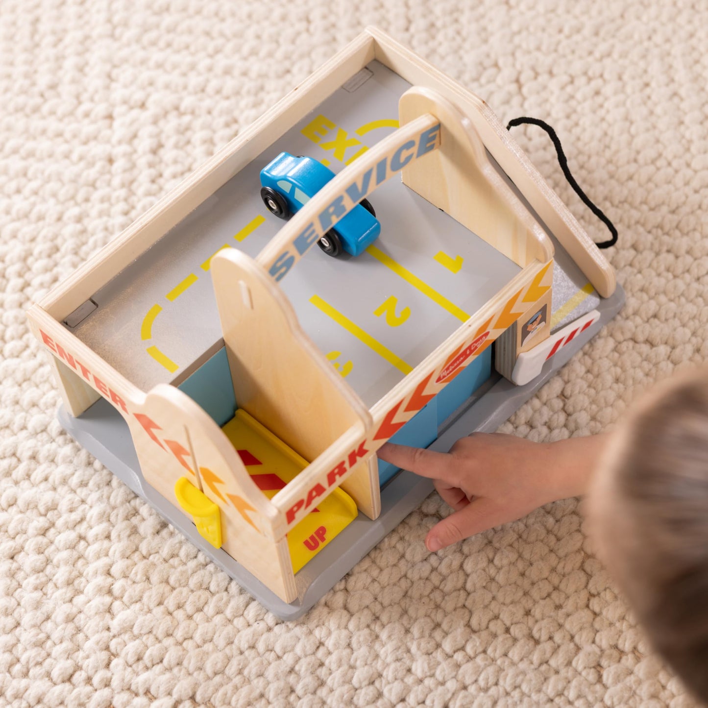 Melissa & Doug Service Station Parking Garage with 2 Wooden Cars and Drive-Thru Car Wash