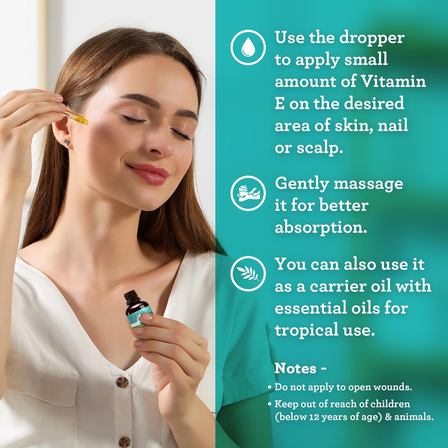 GuruNanda Vitamin E Oil 2 fl oz – 15,000 IU, Pure & Natural with Coconut Oil for Skin, Hair, Nails & Scars, Non-GMO & Vegan