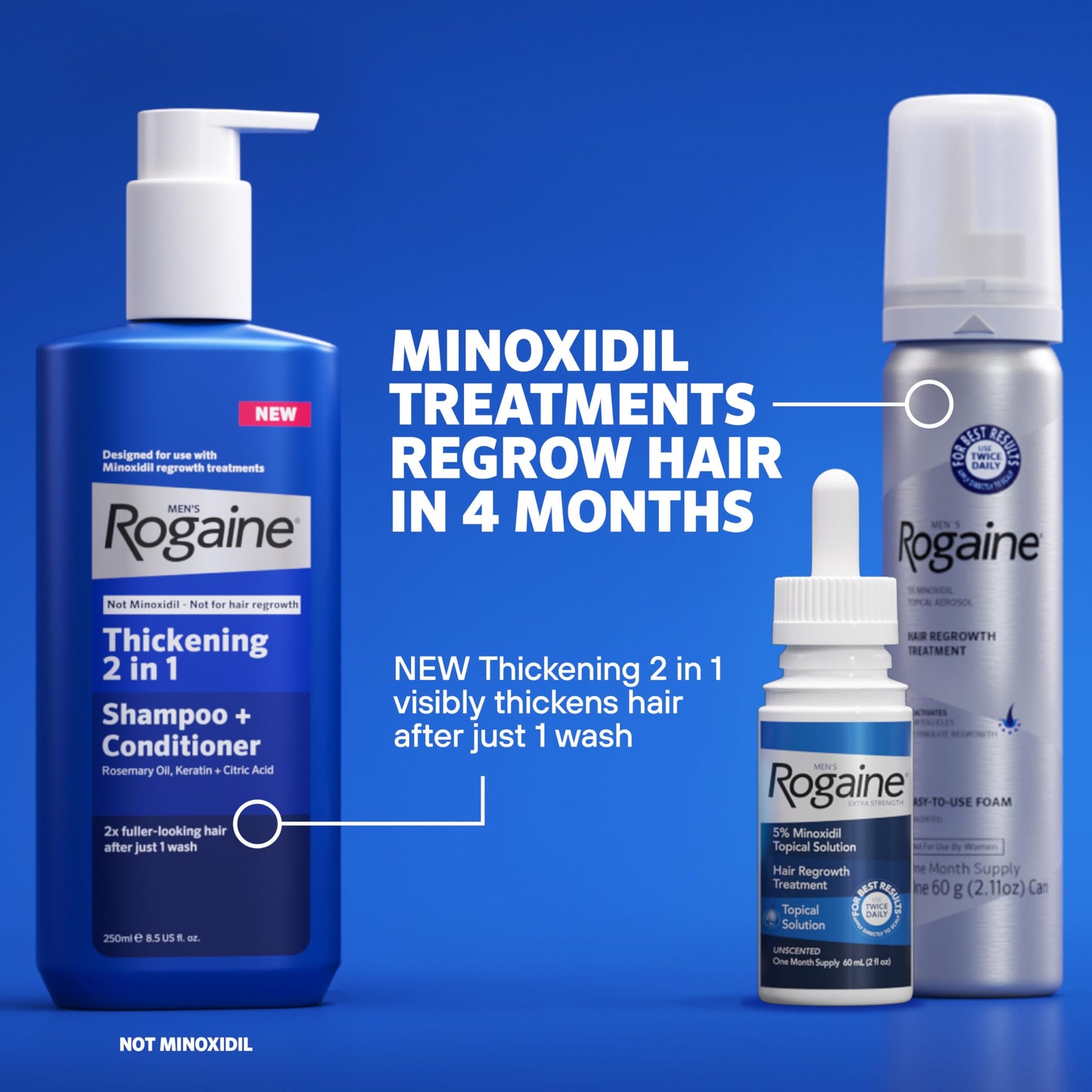 Men’s Rogaine Extra Strength 5% Minoxidil Topical Solution – Hair Regrowth Treatment for Thinning Hair & Hair Loss, FDA Approved, 3 Month Supply