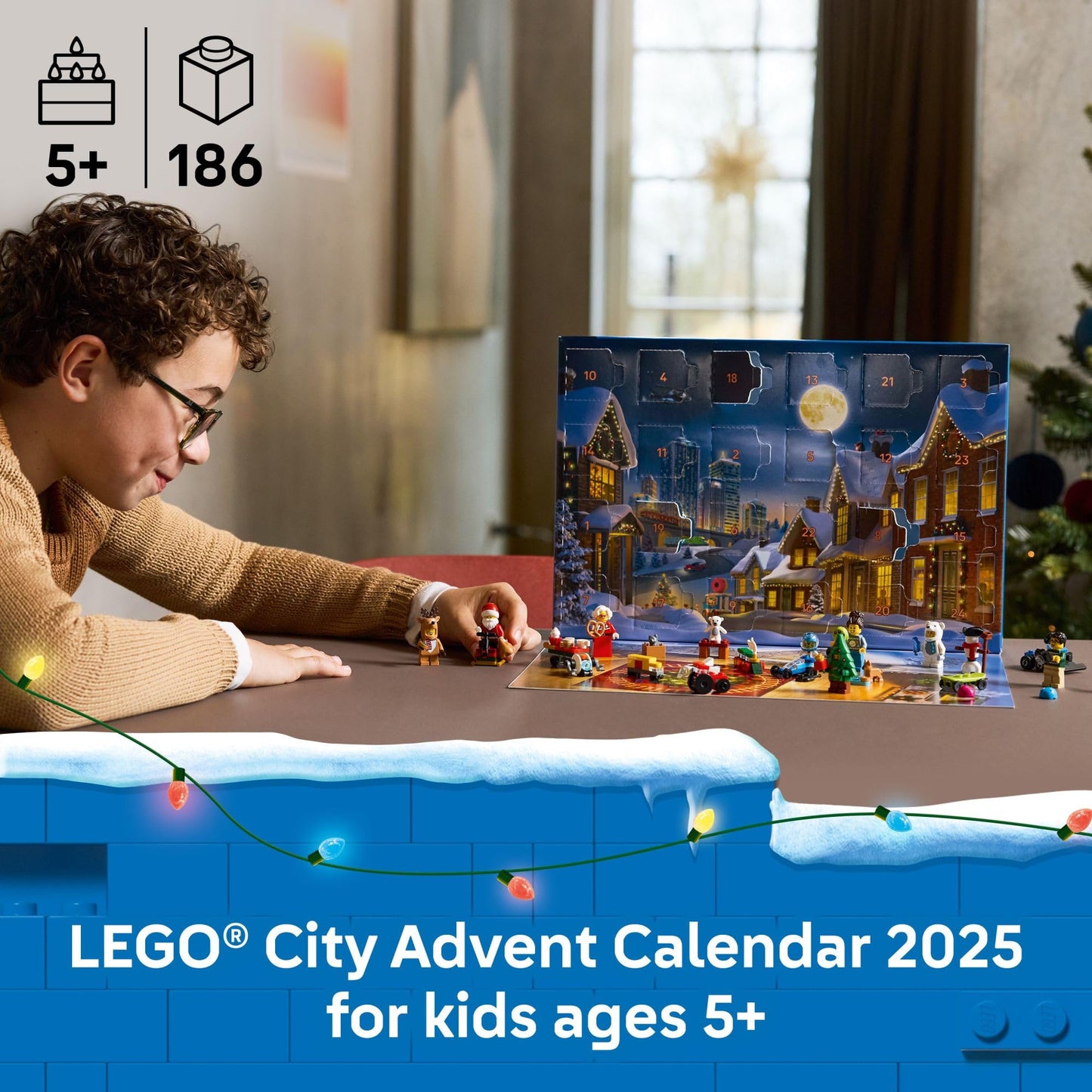 LEGO City Advent Calendar 2025 – 24-Buildable Holiday Surprises with Santa & Mrs. Claus Minifigures, Kids Toy Gift for Ages 5+