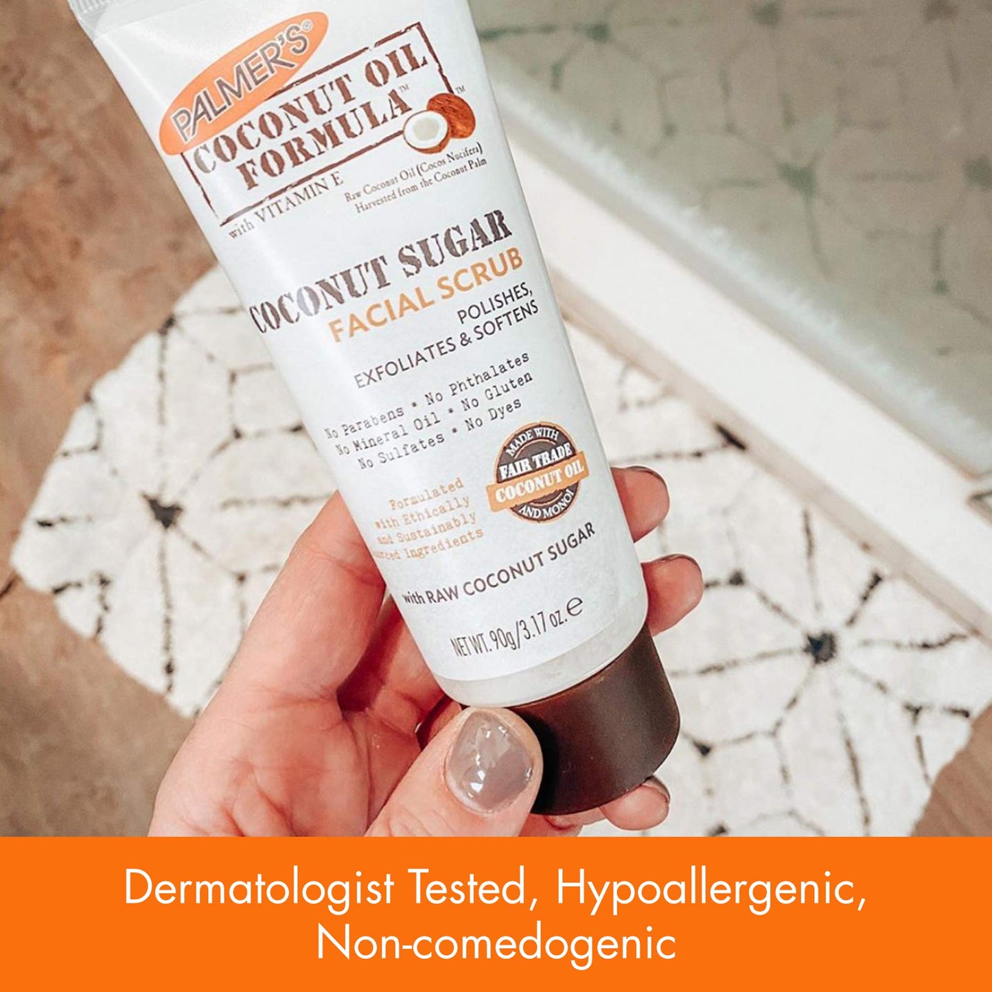 Palmer's Coconut Sugar Facial Scrub – Gently Exfoliates Dirt & Dead Skin, Soothes with Chamomile, 3.17 oz, Pack of 1