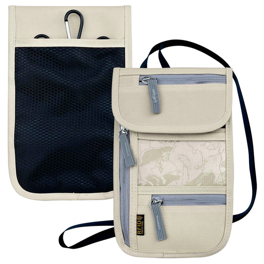 Travel Neck Wallet – RFID Blocking Passport Holder with Adjustable Strap for Men & Women, Secure Cash, Cards & Travel Documents, Beige