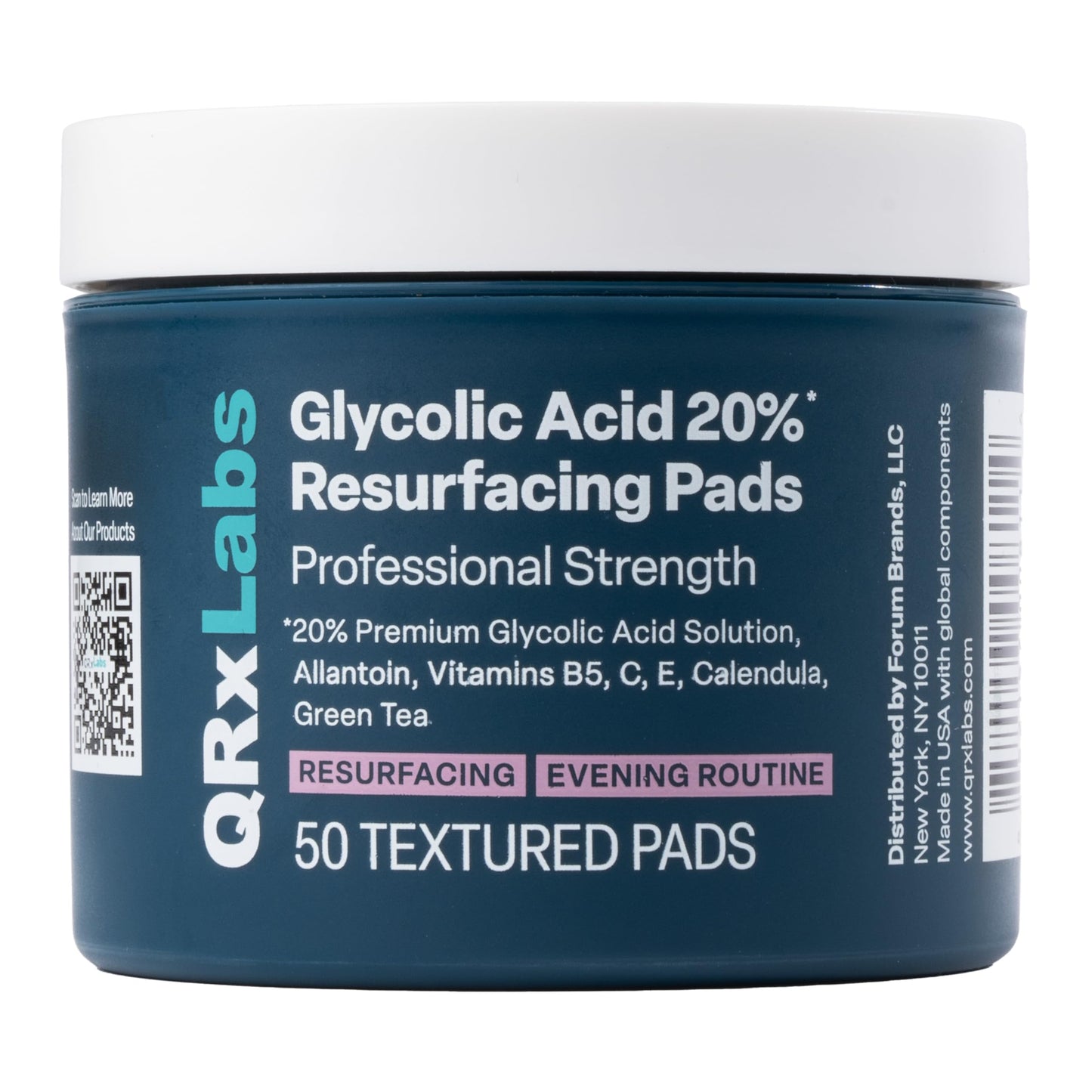 Glycolic Acid 20% Peel Pads for Face & Body with Vitamins B5, C & E, Green Tea & Calendula – Exfoliates & Reduces Fine Lines