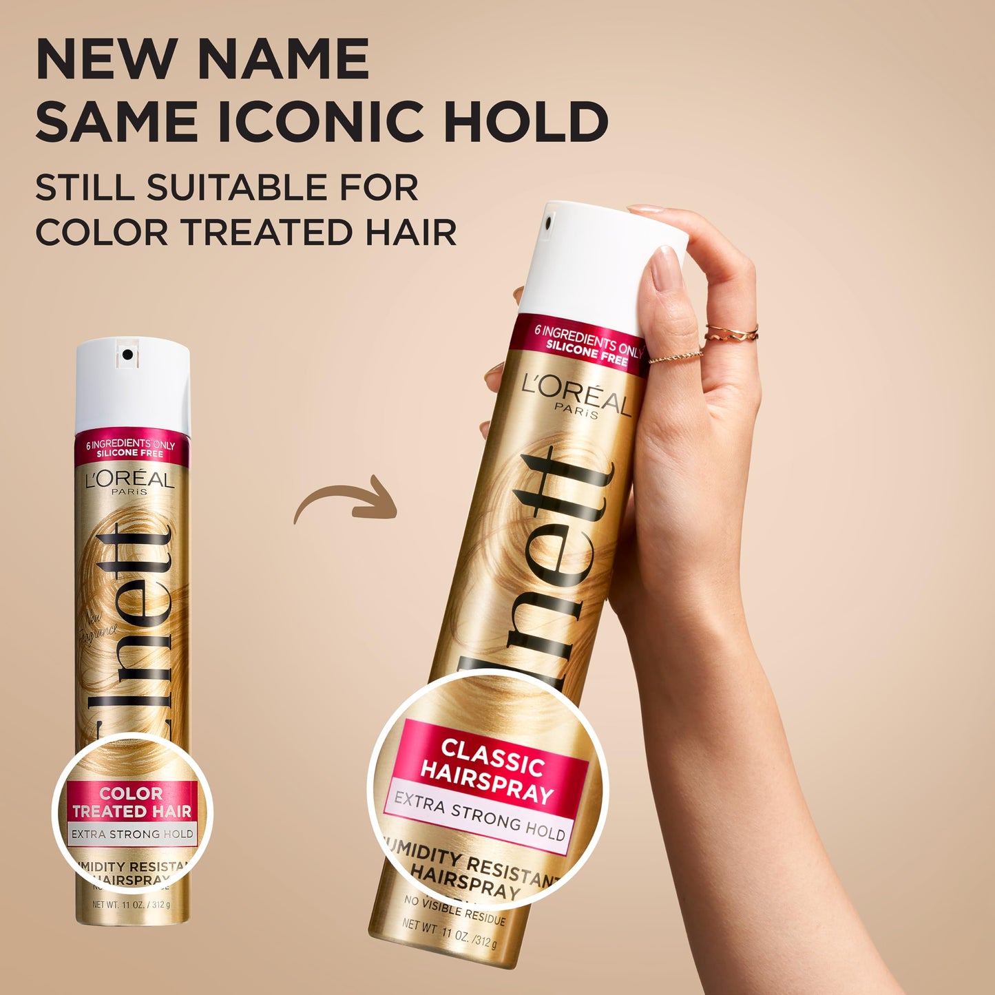 L'Oreal Paris Elnett Satin Extra Strong Hold Color Treated Classic Hairspray, 11 oz