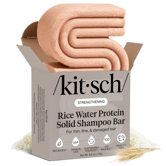 Kitsch Rice Water Shampoo Bar – Strengthening & Hair Growth Formula for Men & Women – Reduces Breakage, Boosts Shine, Vegan & Sulfate-Free, 3.2 oz