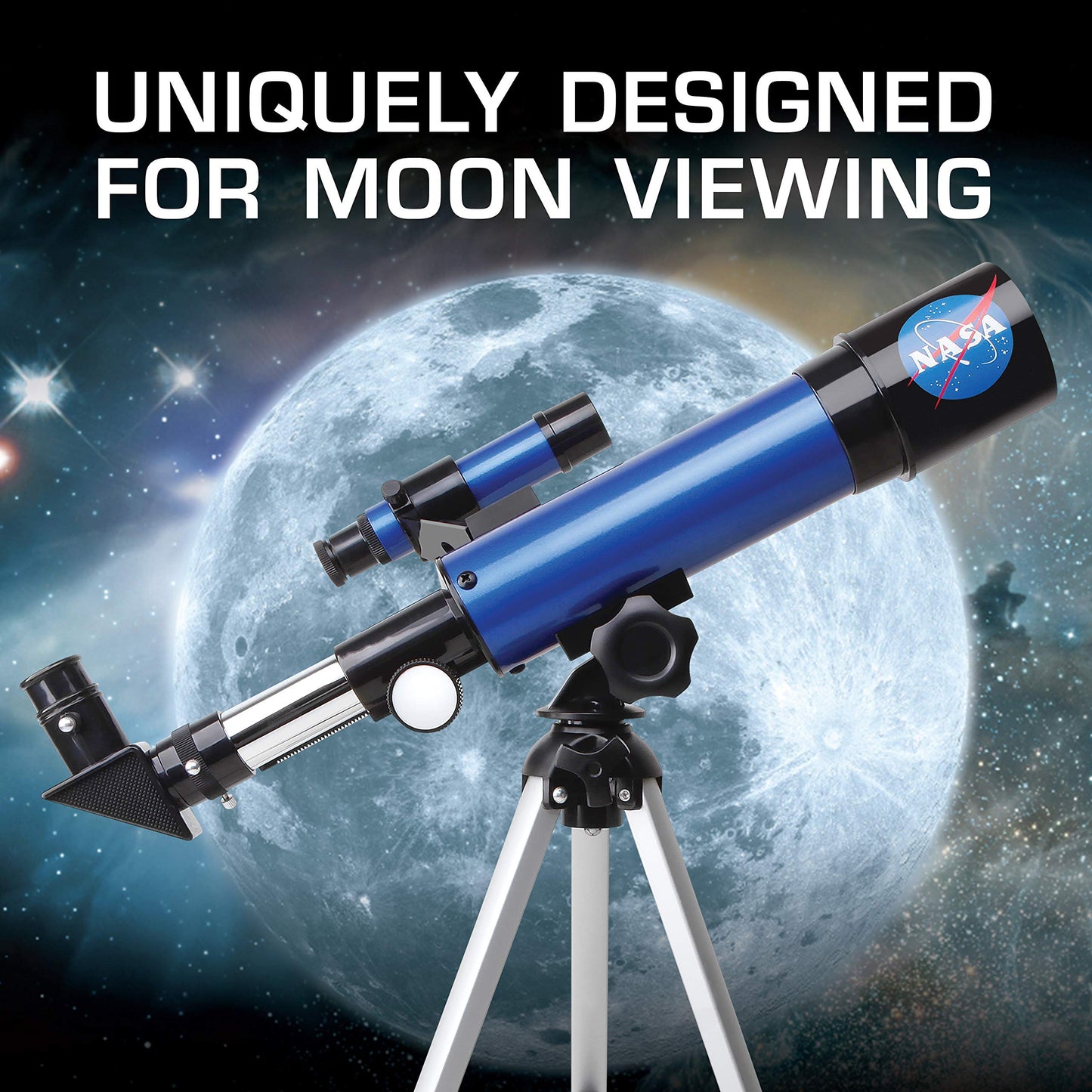 NASA Lunar Telescope for Kids – 90x Magnification, 2 Eyepieces, Tripod & Finder Scope, Beginner Astronomy Toy, NASA Gift (Amazon Exclusive)