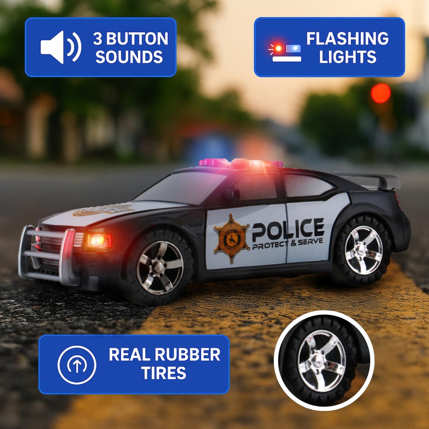 Liberty Imports 3-in-1 True Hero Rescue Vehicles Playset for Kids – Ambulance, Fire Truck & Police Car with LED Lights & Sound Effects