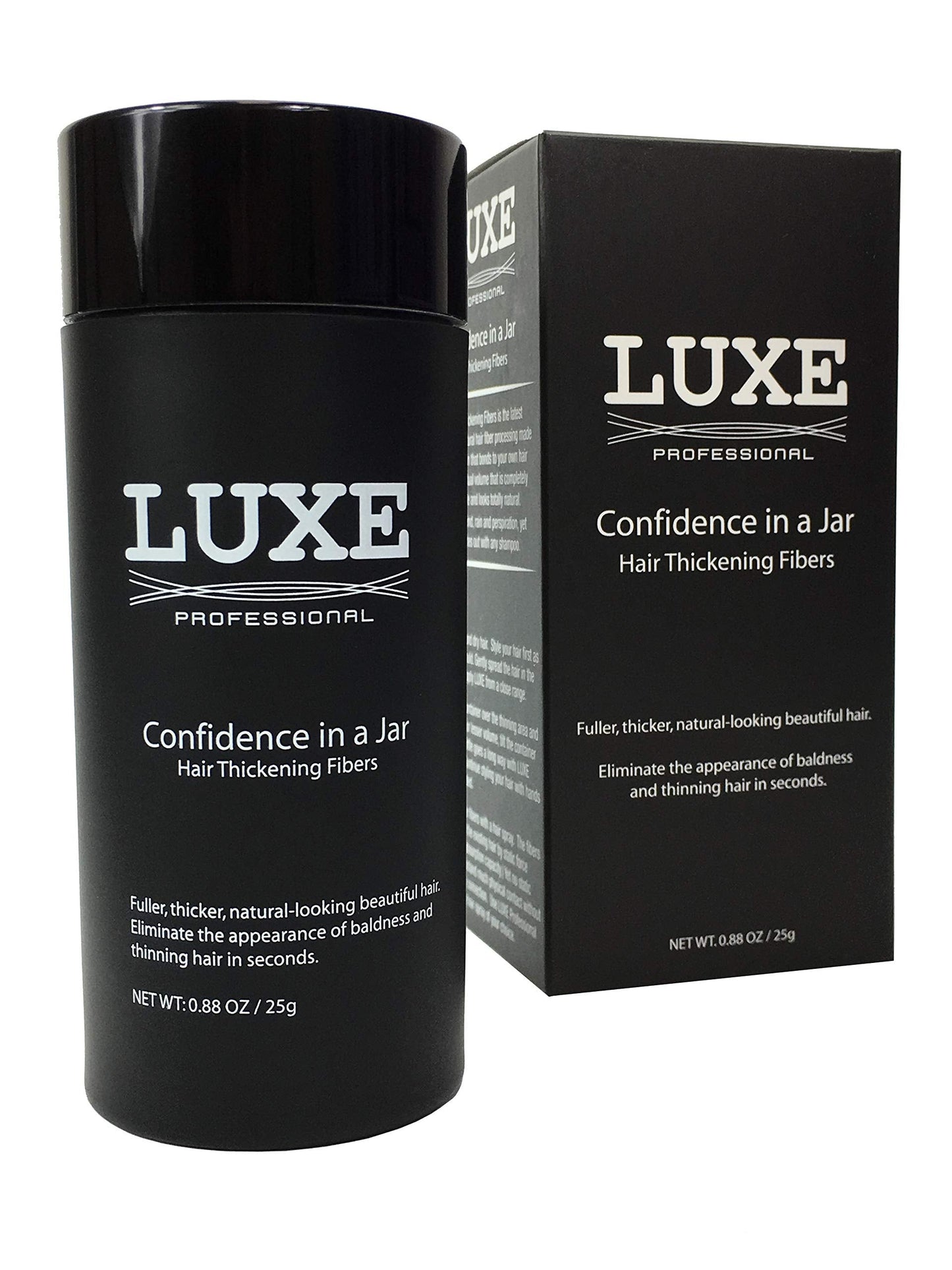 LUXE Hair Building Fibers for Thinning Hair – Dark Brown – Thickening Fibers, Hypoallergenic, Dermatologist Tested, 2+ Month Supply