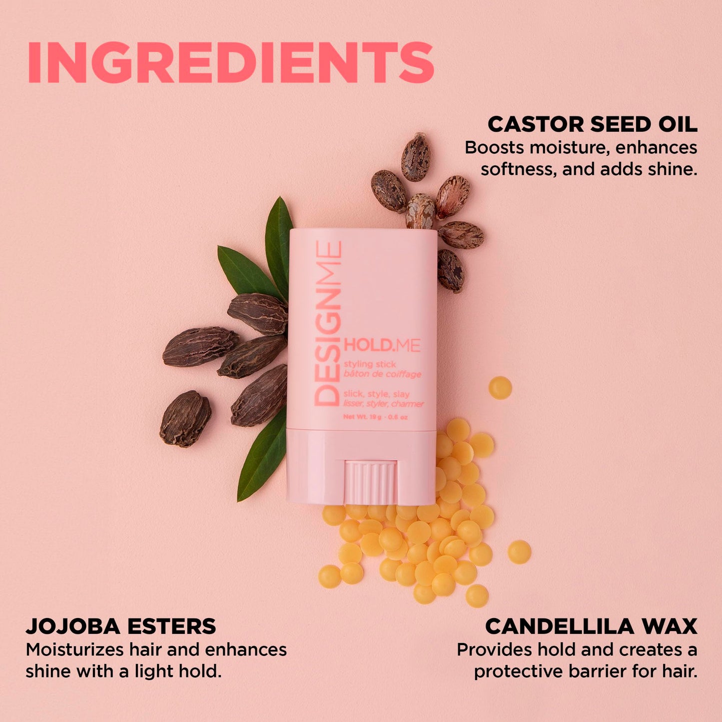 Design.Me HOLD.ME Styling Stick | Vegan Hair Wax Stick for Women | Controls Frizz, Tame Flyaways & Smooths Hair | With Long-Lasting Hold