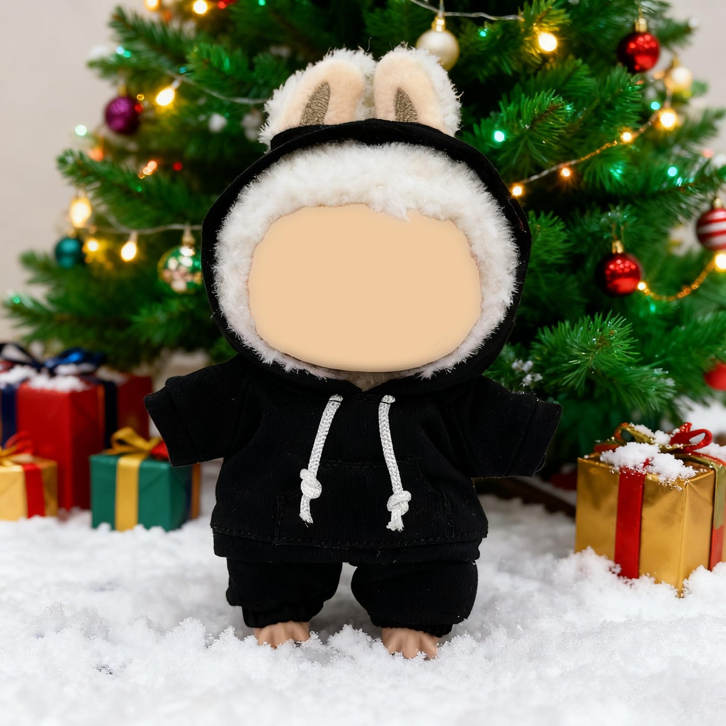 17cm Dolls Clothes Outfit Set for Doll - Casual Style Hoodies Clothing Set for Doll Dress Up, Black Set