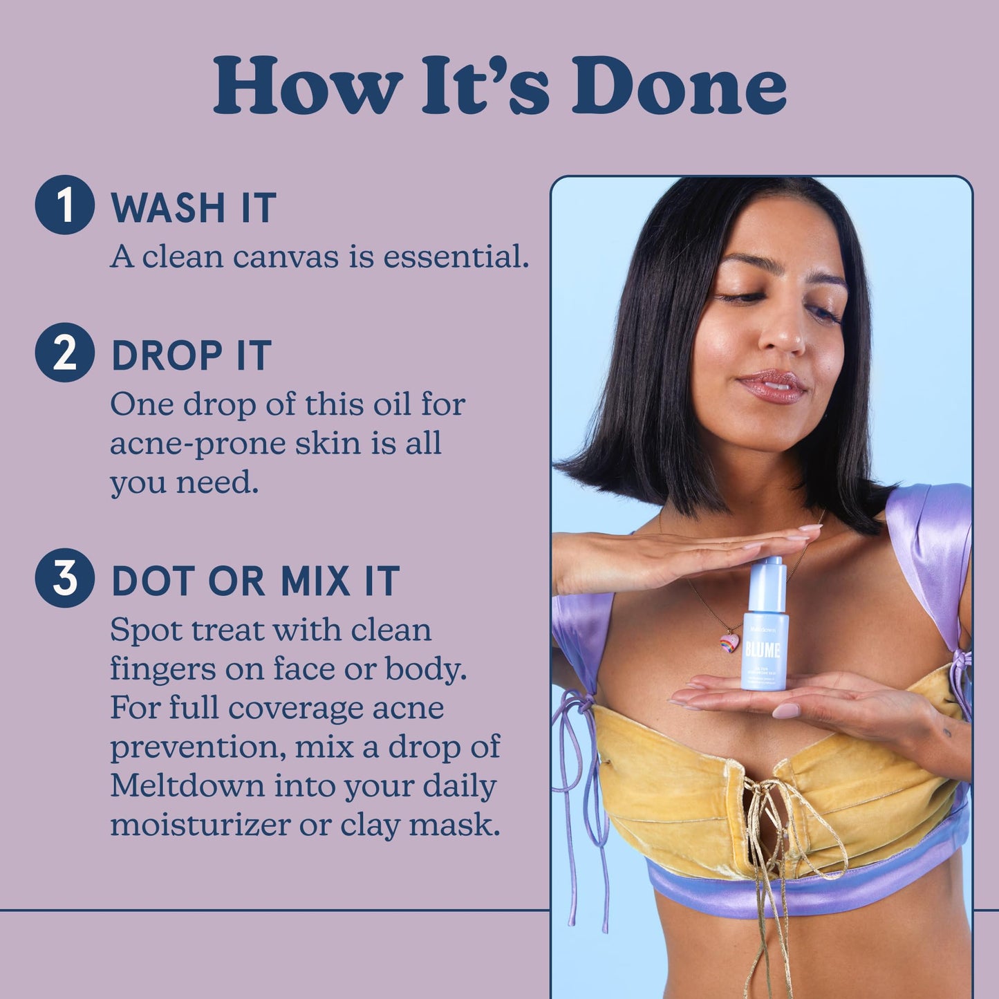 Blume Meltdown Blue Tansy Face Oil - Acne & Pore Treatment, Calms Redness, Smooths Skin with Black Cumin & Rosehip Oil, 1 fl oz