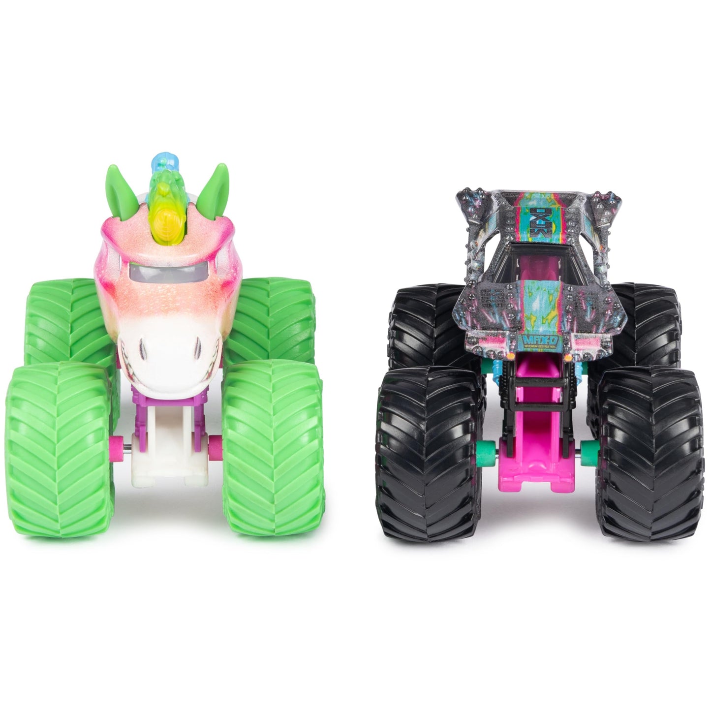 Monster Jam, Official Nitro Neon, Sparkle Smash Vs. Max-D, 1:64 Scale Die-Cast Monster Trucks, Kids Toys for Boys Ages 3 and up