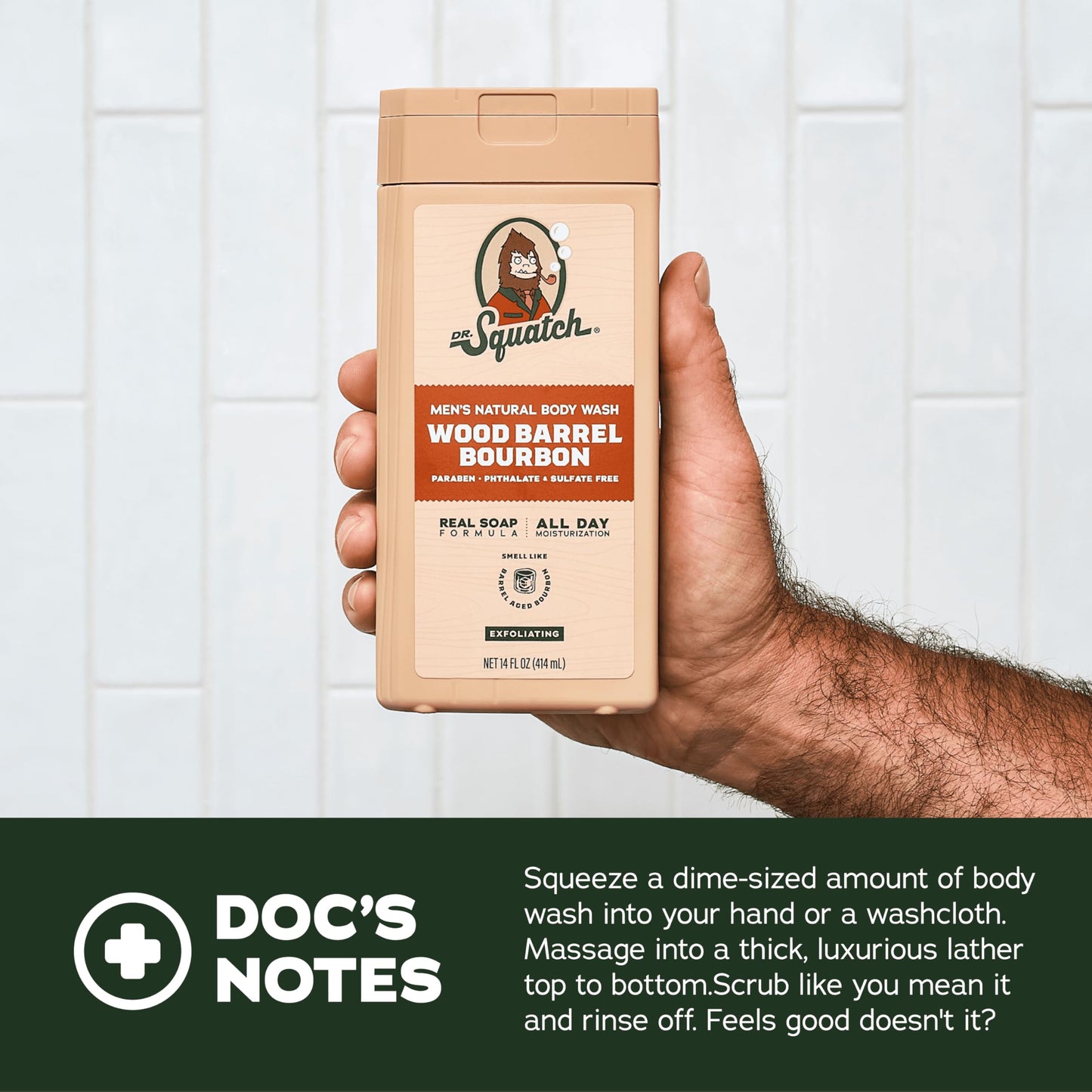 Dr. Squatch Body Wash for Men 2-Pack, Natural Ingredients, No Paraben/Sulfate, Long-Lasting Moisture & Fresh Scent, 14 oz