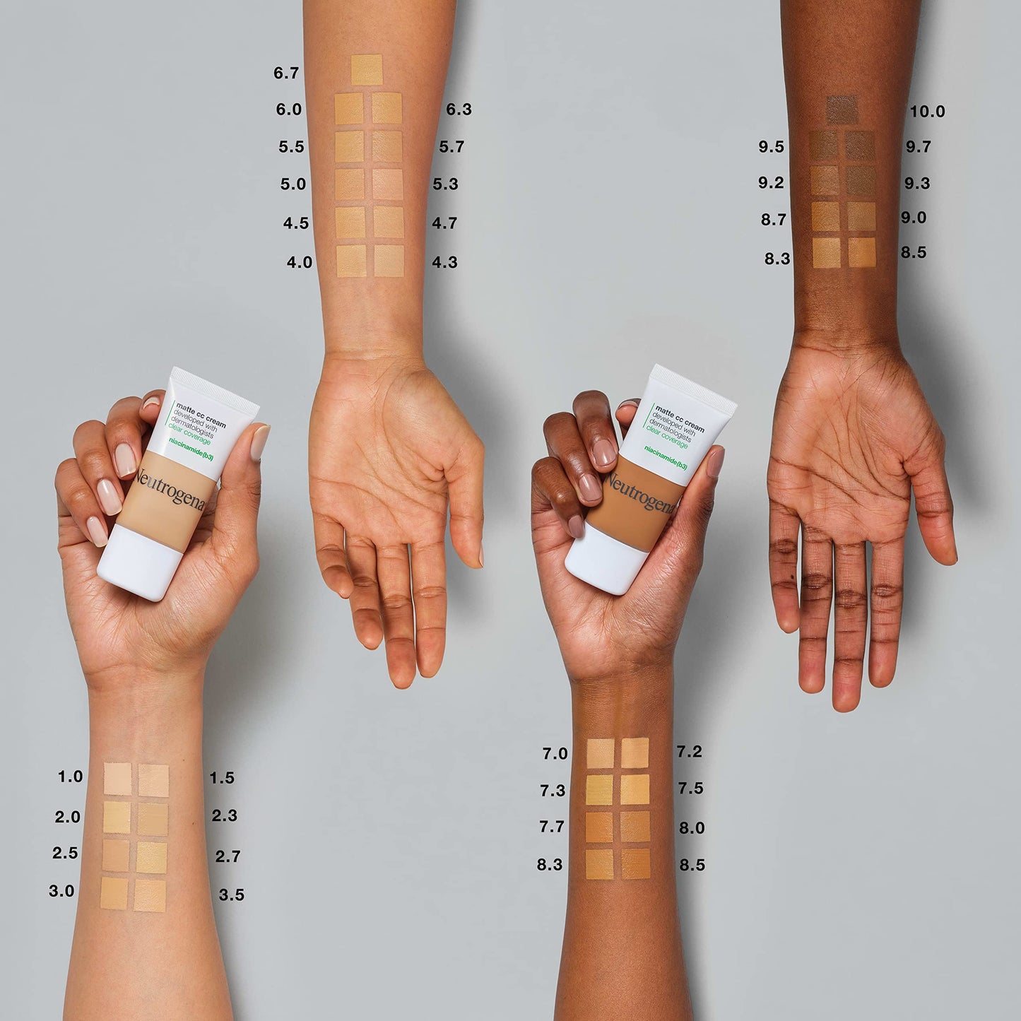 Neutrogena Clear Coverage Flawless Matte CC Cream – Full-Coverage, Color Correcting Face Makeup with Niacinamide, Oil-Free & Hypoallergenic, Warm Peach, 1 oz