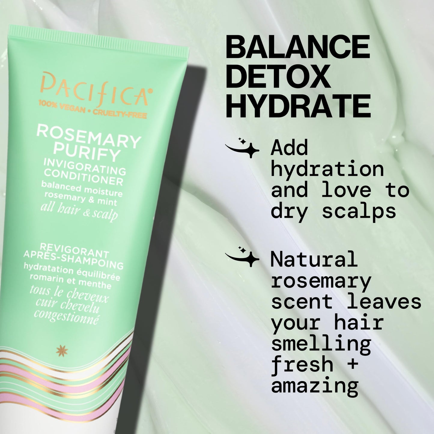 Pacifica Rosemary Purify Shampoo & Conditioner Set – Invigorating Mint Formula for Clarifying & Detox, Sulfate-Free, Vegan, 12oz & 8oz (2 Pc)