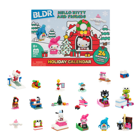 BLDR Hello Kitty and Friends 2025 Advent Calendar Building Set - 8 Buildable Minifigures & 16 Buildable Gifts - Kids and Sanrio Fans Ages 8+, 0134
